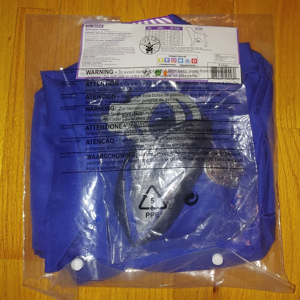 X-LARGE K-9 Dog Police Officer Dog Halloween Costume Rubie's Costume Copper